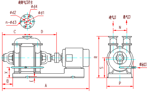SK系列水环式真空泵外型及连接图